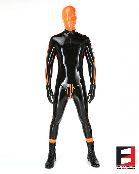 LATEX PLAYSUIT WITH THREE STRIPES & CODPIECE MEN BS01C3-M