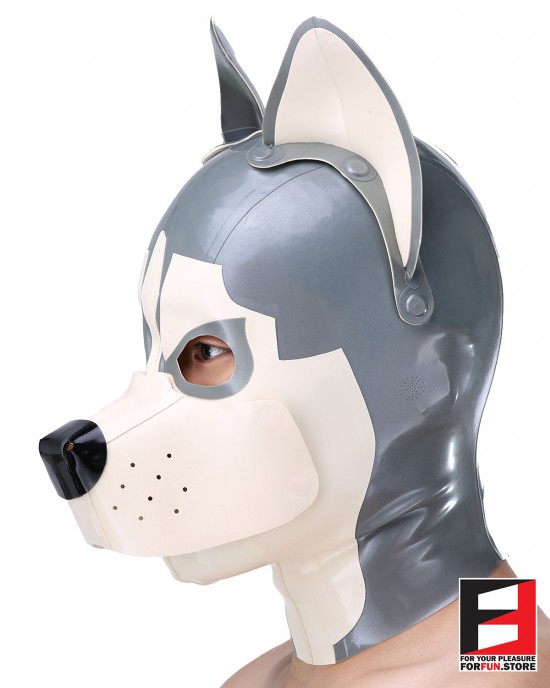Genuine Leather Handmade Dog Pup Mask Puppy Bear Panda Pet Play Muzzle Fetish Party BDSM Pup Hood Face Mask Grey Short  Ear