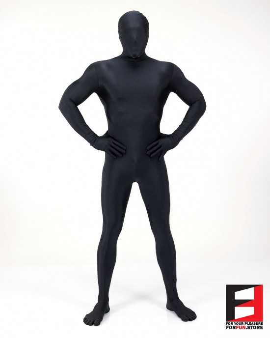 SPANDEX SHINY FUNSUIT WITH TOE SOCKS BLACK FS01