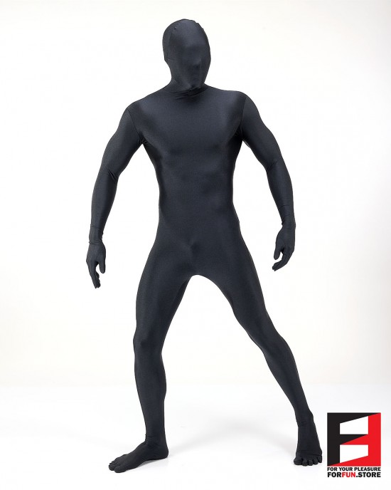 SPANDEX SHINY FUNSUIT WITH TOE SOCKS BLACK FS01