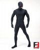 SPANDEX SHINY FUNSUIT WITH CHEST ZIPPERS BLACK FS01