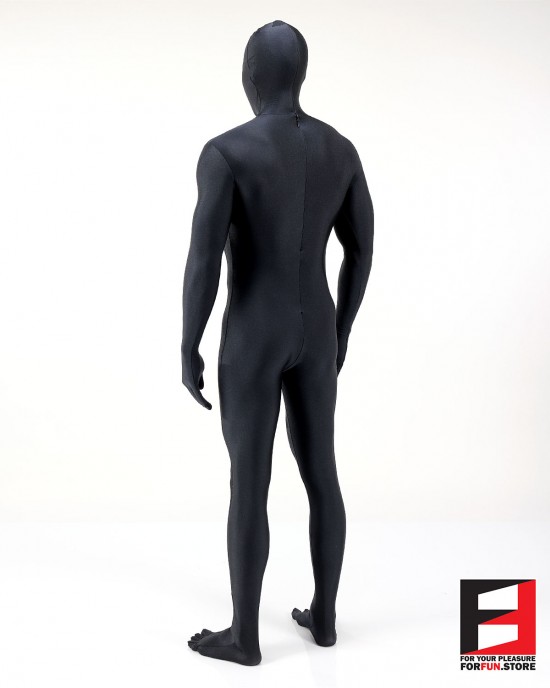 SPANDEX SHINY FUNSUIT WITH CHEST ZIPPERS BLACK FS01