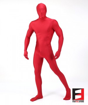 SPANDEX SHINY FUNSUIT WITH TOE SOCKS RED FS01A