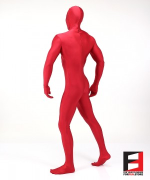 SPANDEX SHINY FUNSUIT WITH TOE SOCKS RED FS01