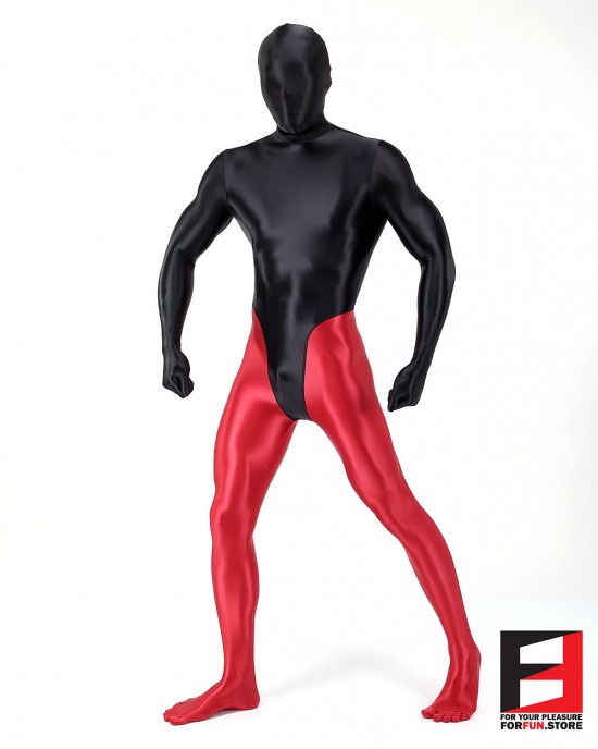 SPANDEX SLICK FUNSUIT BLACK&RED FS02B-0108