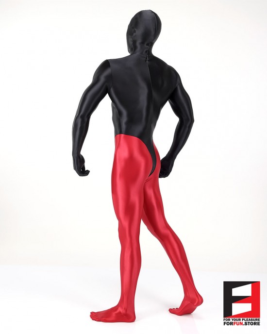 SPANDEX SLICK FUNSUIT BLACK&RED FS02B-0108