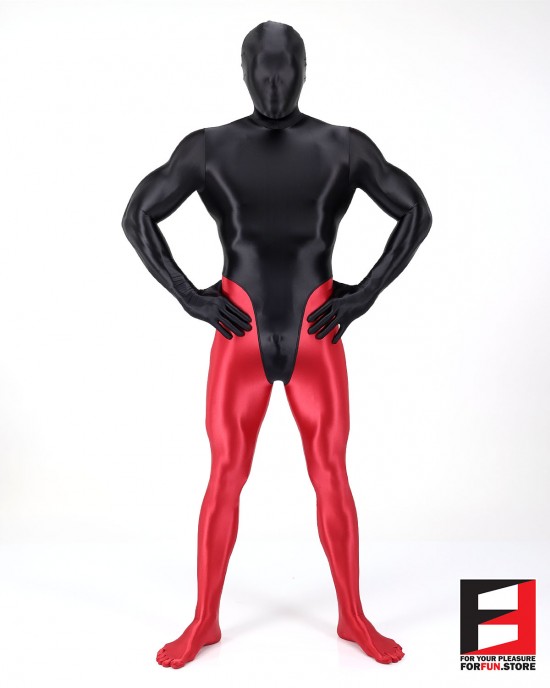 SPANDEX SLICK FUNSUIT BLACK&RED FS02B-0108