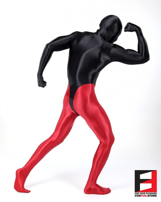 SPANDEX SLICK FUNSUIT BLACK&RED FS02B-0108