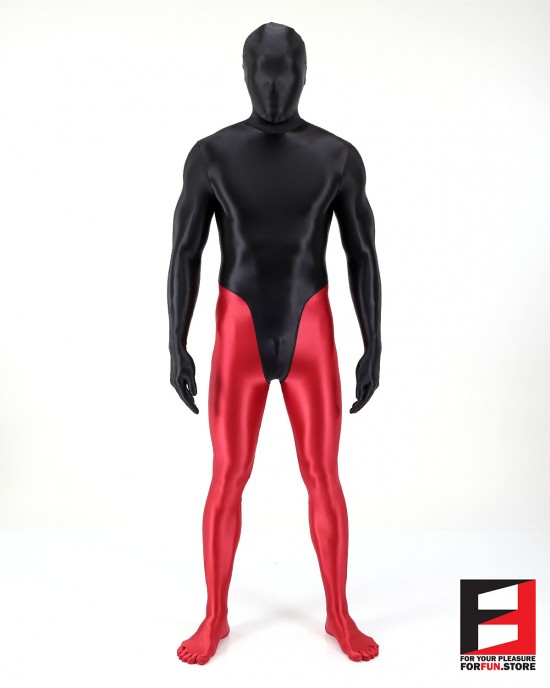 SPANDEX SLICK FUNSUIT BLACK&RED FS02B-0108