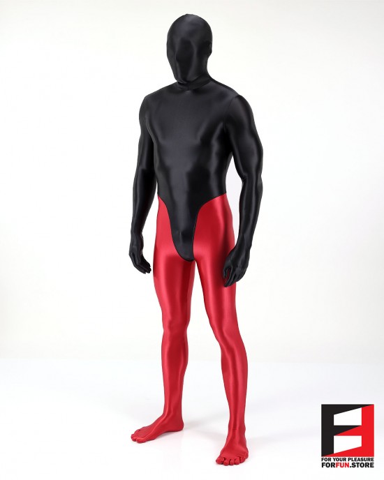 SPANDEX SLICK FUNSUIT BLACK&RED FS02B-0108