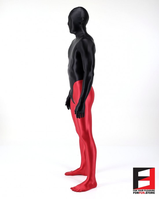 SPANDEX SLICK FUNSUIT BLACK&RED FS02B-0108