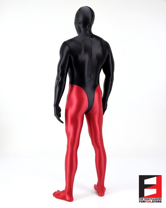 SPANDEX SLICK FUNSUIT BLACK&RED FS02B-0108