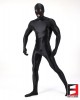SPANDEX SLICK FUNSUIT WITH CHEST ZIPPERS BLACK FS02