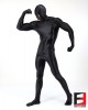 SPANDEX SLICK FUNSUIT WITH CHEST ZIPPERS BLACK FS02