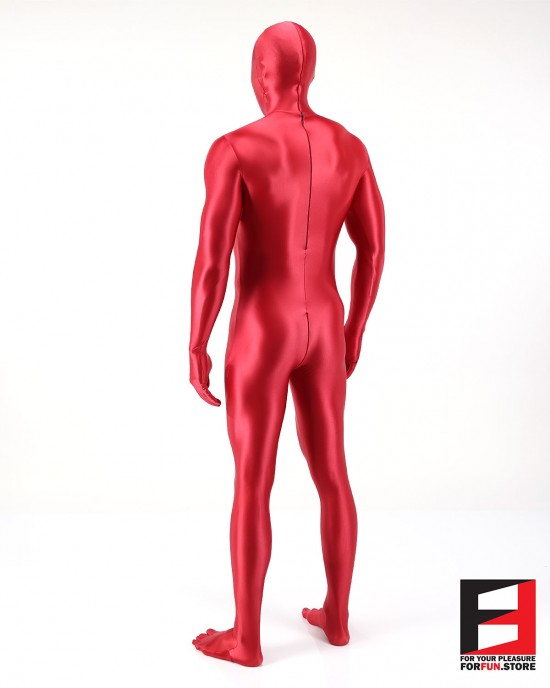 SPANDEX SLICK FUNSUIT WITH CHEST ZIPPERS RED FS02