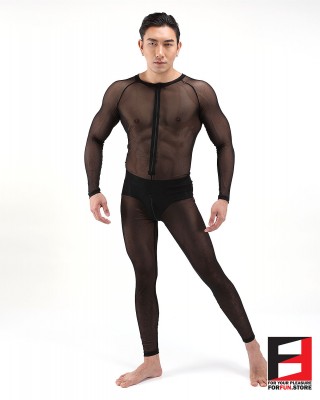 SPANDEX NET PLAYSUIT V1 BLACK PLN01