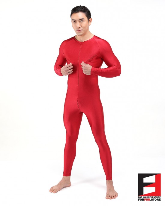 SPANDEX SHINY PLAYSUIT V1 RED WITH CHEST ZIPPERS PLZ01-08 SPANDEX SHINY PLAYSUIT V1 RED WITH CHEST ZIPPERS PLZ01-08