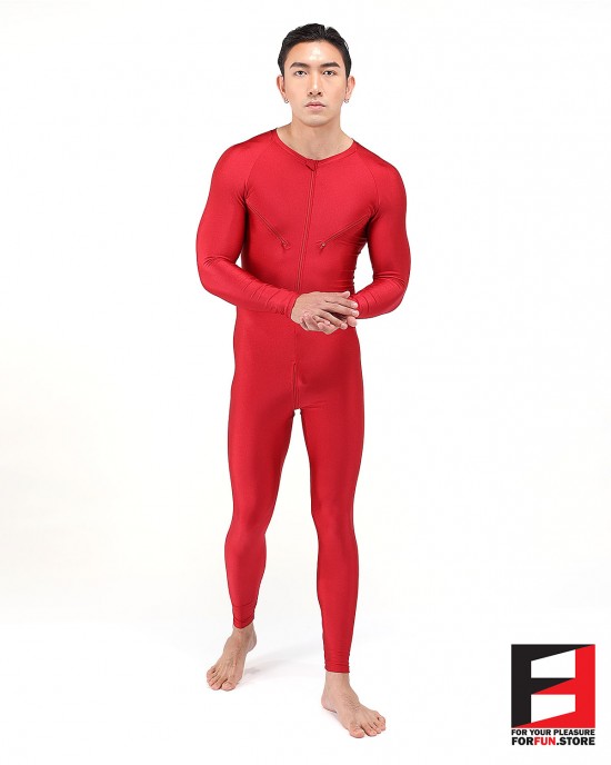SPANDEX SHINY PLAYSUIT V1 RED WITH CHEST ZIPPERS PLZ01-08 SPANDEX SHINY PLAYSUIT V1 RED WITH CHEST ZIPPERS PLZ01-08