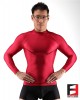 SPANDEX SHINY SHIRTS RED WITH CHEST ZIPPERS SHAZ01