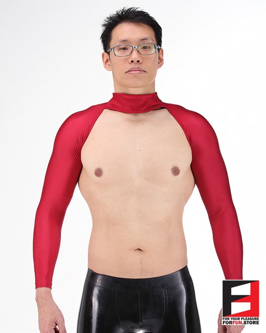 SPANDEX SHINY BODYLESS SHIRTS RED SHB01