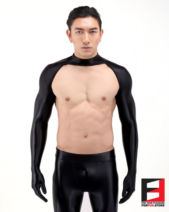 SPANDEX SLICK BODYLESS SHIRTS WITH GLOVES BLACK SHBG02