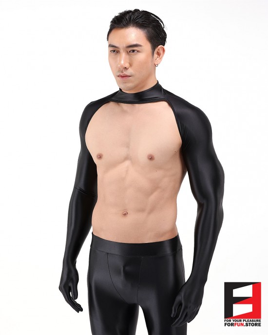 SPANDEX SLICK BODYLESS SHIRTS WITH GLOVES BLACK SHBG02