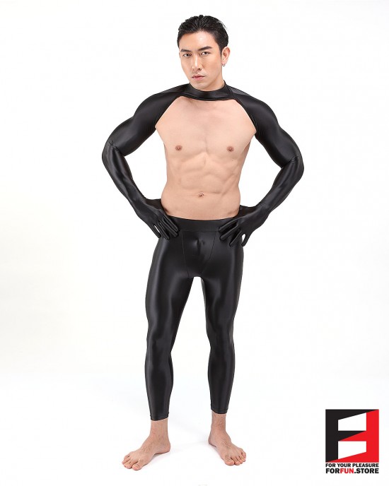 SPANDEX SLICK BODYLESS SHIRTS WITH GLOVES BLACK SHBG02