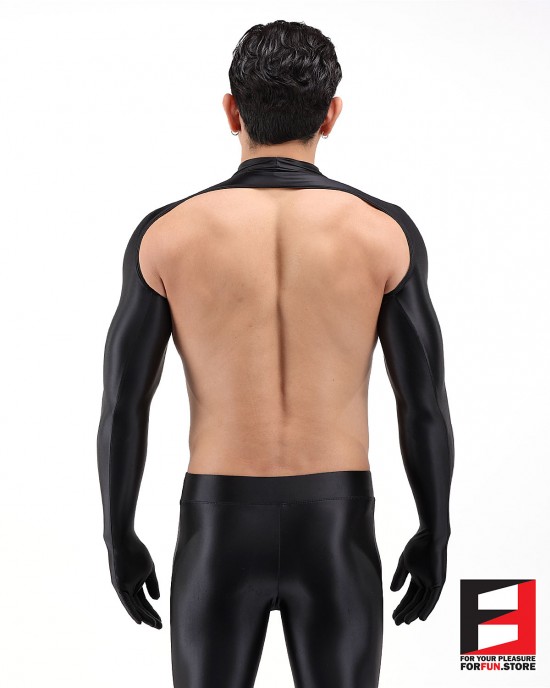 SPANDEX SLICK BODYLESS SHIRTS WITH GLOVES BLACK SHBG02