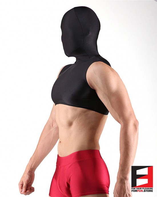 SPANDEX SHINY CROP BLACK WITH MASK SHCM01