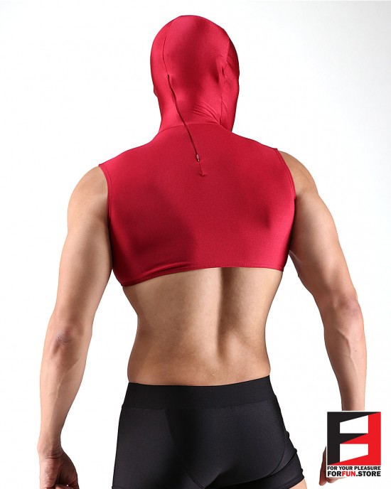 SPANDEX SHINY CROP RED WITH MASK SHCM01