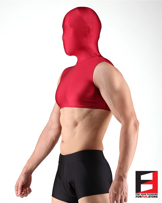 SPANDEX SHINY CROP RED WITH MASK SHCM01