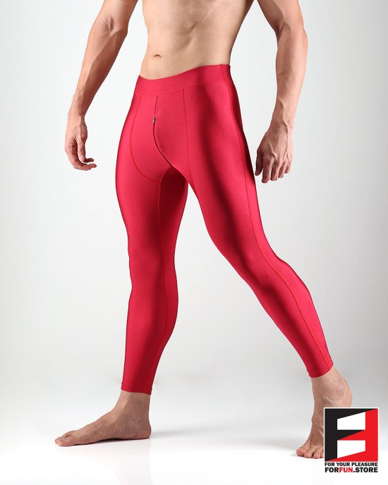 SPANDEX SHINY LEGGINGS RED WITH CROTCH ZIPPER (LOWER RISE) LGALZ01