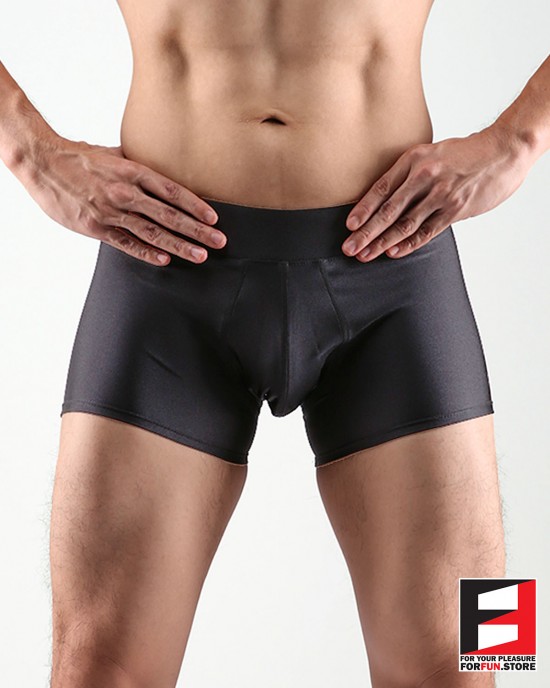 SPANDEX SHINY BOXERS BLACK LGD01