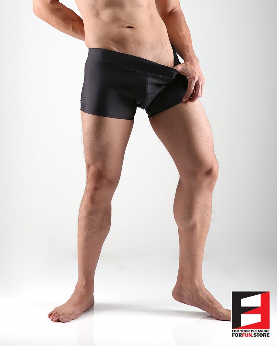 SPANDEX SHINY BOXERS BLACK LGD01