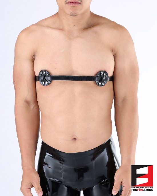 LEATHER BREAST BAND WITH NIPPLES SPIKED BT001