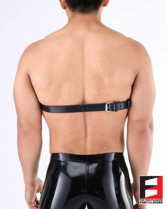 LEATHER BREAST BAND WITH OPEN NIPPLES SPIKED BT002