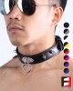 LEATHER RING-CHOKER COLLAR WITH SPIKES CL009C