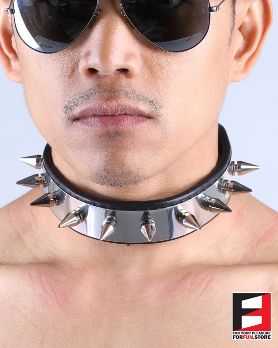 LEATHER WITH SPIKES COLLAR CL004B