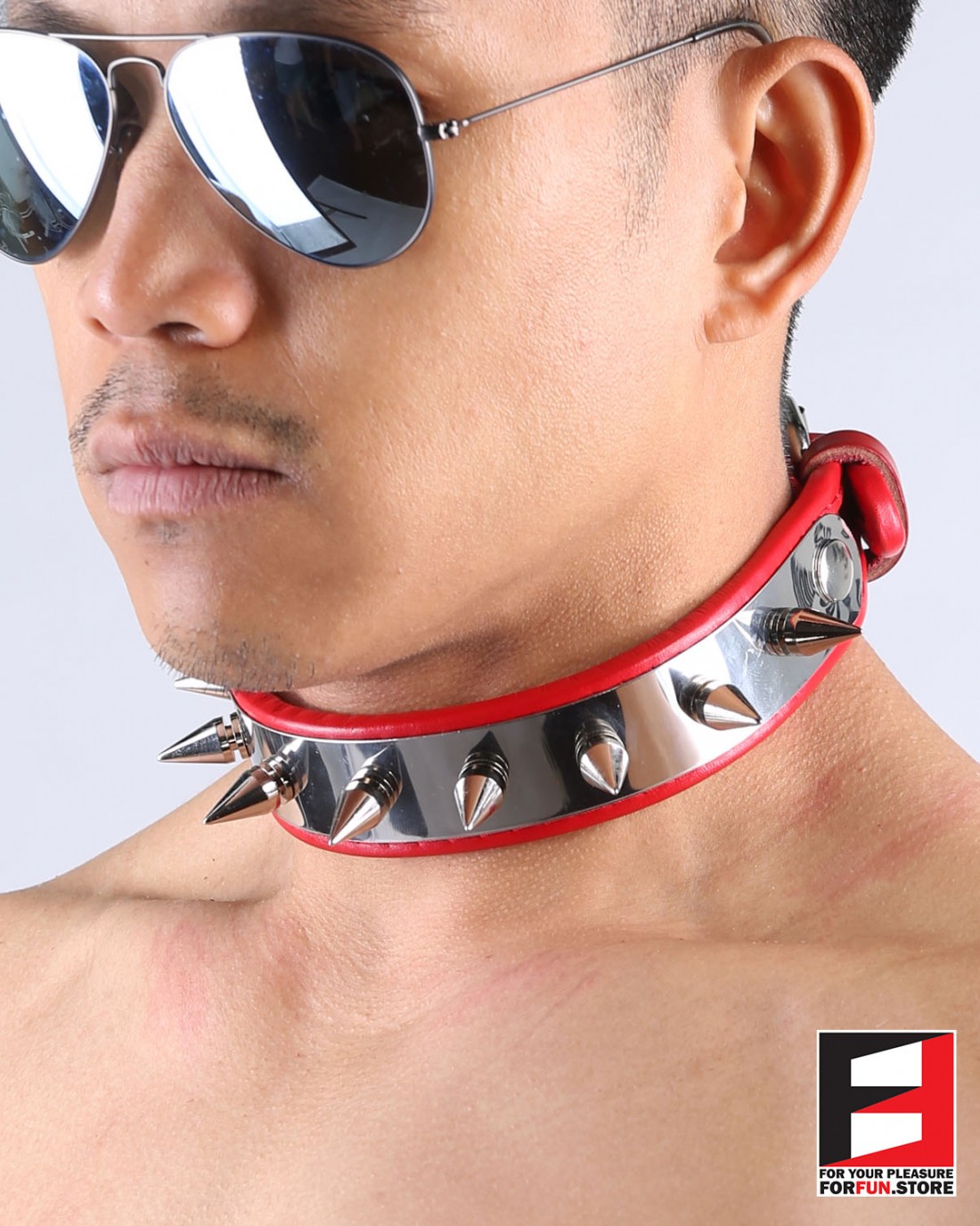 LEATHER WITH SPIKES COLLAR FOR YOUR PLEASURE FORFUN