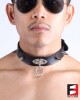 LEATHER RING-CHOKER COLLAR WITH SPIKES CL009C