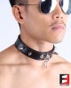 LEATHER RING-CHOKER COLLAR WITH SPIKES CL009C