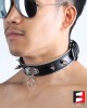 LEATHER RING-CHOKER COLLAR WITH SPIKES CL009C