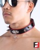 LEATHER RING-CHOKER COLLAR WITH SPIKES CL009C