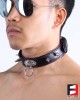 LEATHER RING-CHOKER COLLAR WITH SPIKES CL009C