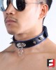 LEATHER RING-CHOKER COLLAR WITH SPIKES CL009C