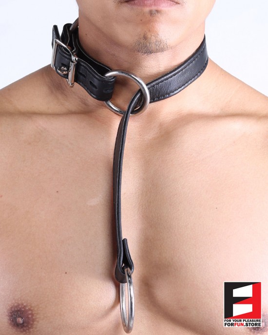 LEATHER SERIOUS BONDAGE CHOKER COLLAR CL010A