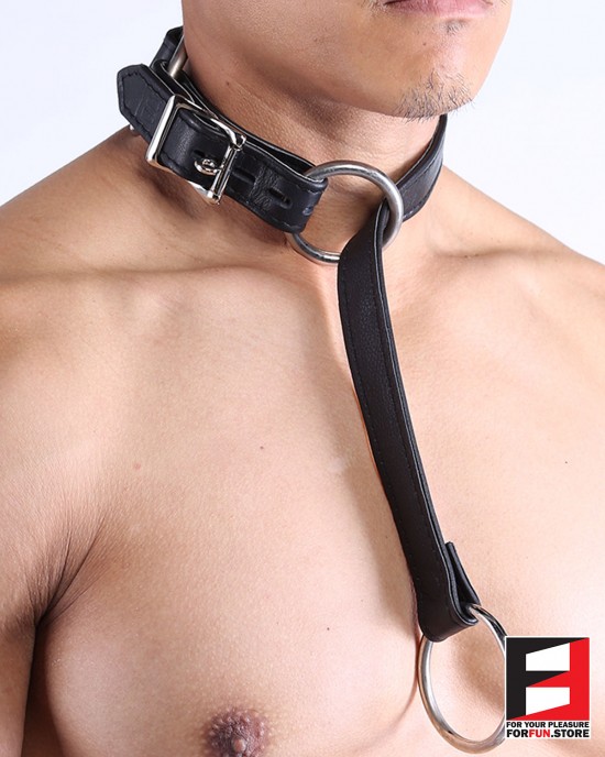 LEATHER SERIOUS BONDAGE CHOKER COLLAR CL010A