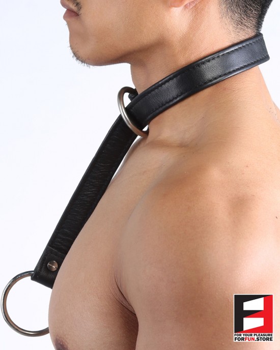 LEATHER SERIOUS BONDAGE CHOKER COLLAR CL010A