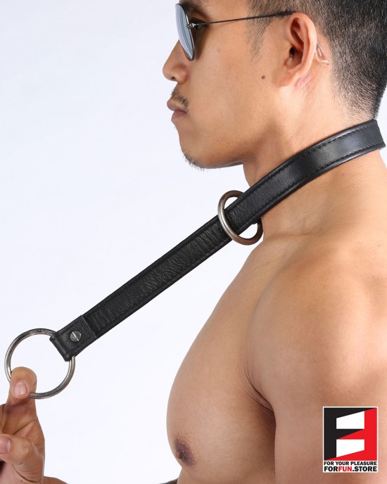 LEATHER SERIOUS BONDAGE CHOKER COLLAR CL010A