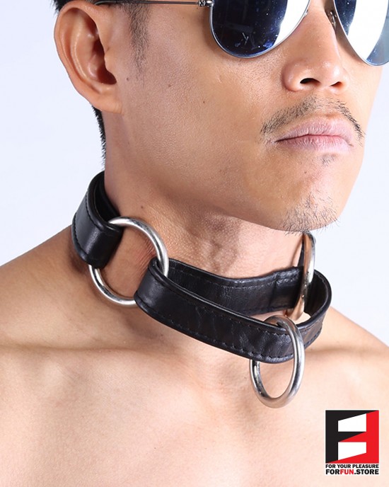 LEATHER SERIOUS BONDAGE CHOKER COLLAR CL010B